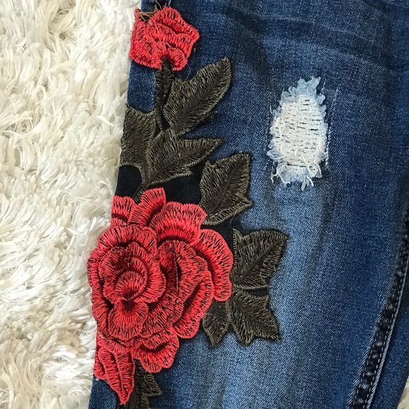 BoomBoom jeans with red flowers. Size 1 - Picture 3 of 6